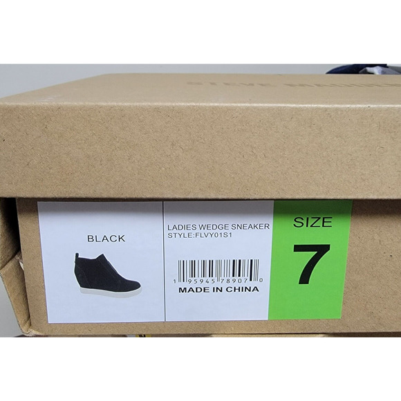 Steve Madden Wedge Sneaker Side Zipper Black Suede Women's Size 7 - Picture 7 of 7
